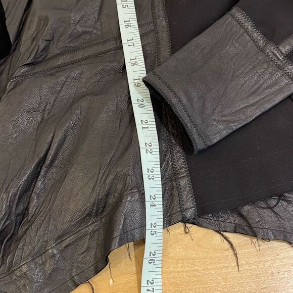 ILLIA Womens Waterfall Front Mixed Media Leather Cardigan Jacket‎ Black Medium - Picture 8 of 8